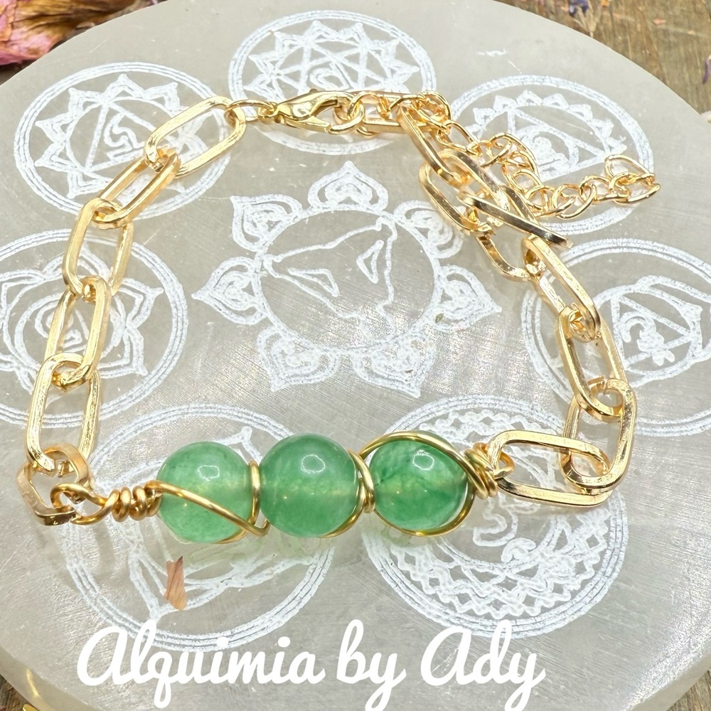 Gold and Green aventurine stone Bracelet